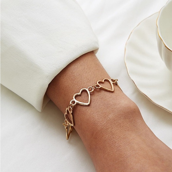 **OSANNA* Gold Hollow Heart Shape Chain Bracelet - Picture 2 of 7